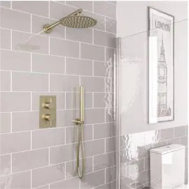 BDC Round Shower Bundle - Brushed Brass Elegance for Your Bath