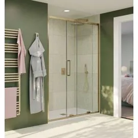 Optix 10 Single Sliding Door 1400mm Brushed Brass 