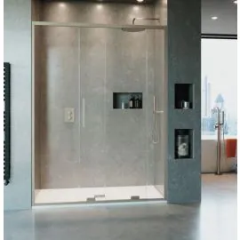 Optix 10 Single Sliding Door 1200mm Brushed Steel