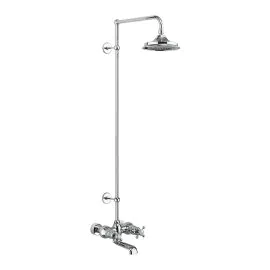 Tay Wall Bath Mixer, Rigid Riser, Swivel Arm, 12' Rose