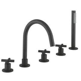 Crosswater MPro Crosshead Bath 5 Hole Set Carbon Black 