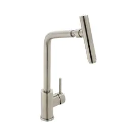 VADO Accent Mono Sink Mixer - Swivel Spout - Brushed Stainless Steel Finish