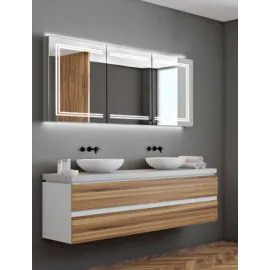 HIB Edge 120 Mirror Cabinet 1200 x 700mm Rectangular LED Mirror Cabinet With Charging Sockets