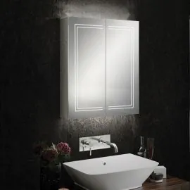 HIB Edge 80 Mirror Cabinet 800 x 700mm Rectangular LED Mirror Cabinet With Charging Sockets