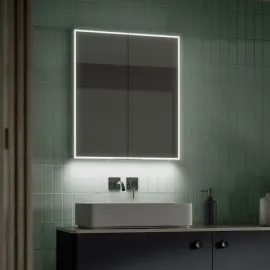 HIB Exos 60 Mirror Cabinet 600 x 700mm Rectangular LED Mirror Cabinet With USB Ports & Charging Socket