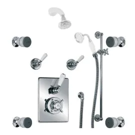 Godolphin Concealed Thermostatic Shower Mixer Valve With Slide Rail, Body Jets & Choice Of Fixed Head & Handset (choose finish)