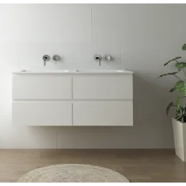 LUXE81 Dune 1200 Matte White Cabinet With Matte Stone Basin