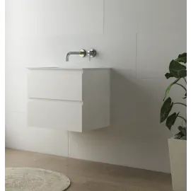 LUXE81 Dune Matte White 600 Cabinet With Matte Stone Basin