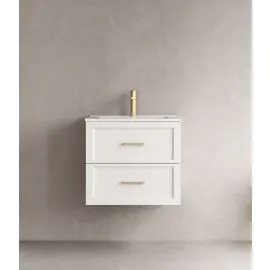 LUXE81 Angel 600 Matte White Cabinet and Ceramic Basin