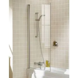 Lakes Square Hinged Bath Screen 1500 x 800mm Silver Frame Clear Glass