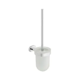 VADO Life Toilet Brush And Frosted Glass Holder - Chrome Finish