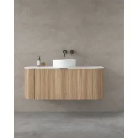 LUXE81 Marloe 1200 Oak Cabinet With Carrara Top and Ceramic Basin