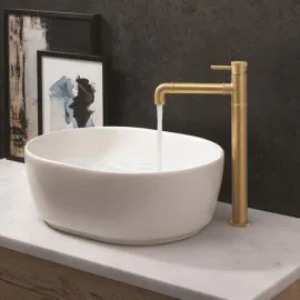 Crosswater MPRO Industrial Tall Monobloc Basin Mixer Unlacquered Brushed Brass