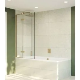 Crosswater Optix Left Hand Hinged Bath Screen With Inline Panel - Brushed Brass