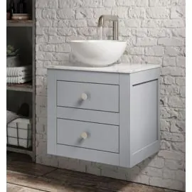 Canvass Storm Grey Matt 485mm Double Drawer Vanity Unit