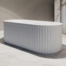 Luxe Ripon 1700 Fluted Round Freestanding Matt Acrylic Bath