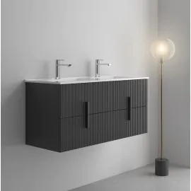 LUXE81 Tweed 1200 Dark Grey Cabinet With Ceramic Basin