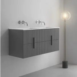 LUXE81 Tweed 1200 Light Grey Cabinet With Matte Basin