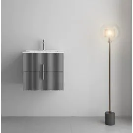 LUXE81 Tweed Light Grey 600 Cabinet With Ceramic Basin