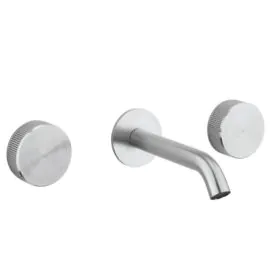 3ONE6 Wall Mounted Basin Mixer 3 Hole Set - Stainless Steel