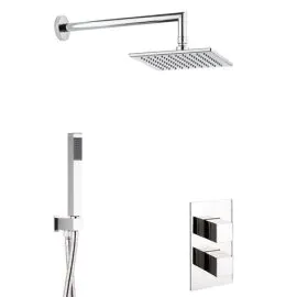 Crosswater Water Square 2 Outlet 2 Handle Shower Bundle - Chrome