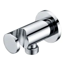 Round Chrome Shower Wall Outlet & Bracket