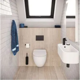 Popolo Cloakroom Basin - Matt White Left Handed - 480mm x 250mm