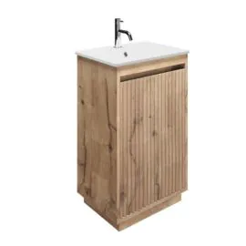 Flute 470mm Windsor Oak floorstanding vanity unit