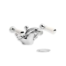 Lefroy Brooks Classic White Lever Bidet Mixer - Chrome