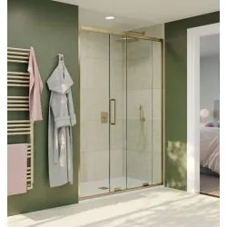 Optix 10 Single Sliding Door 1400mm Brushed Brass 