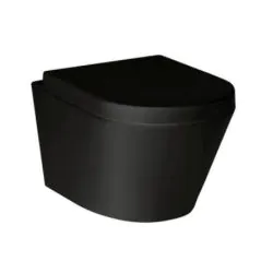 Essentials Arco 520mm Rimless Black Wall Hung Pan