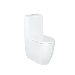 Milan Rimless Close Coupled Round WC & Seat - White Gloss